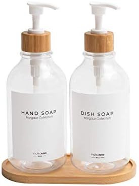 MaisoNovo Dish Soap Dispenser for Kitchen Sink w. Bamboo Pump and Soap Tray | Bathroom Soap Dispe... | Amazon (US)