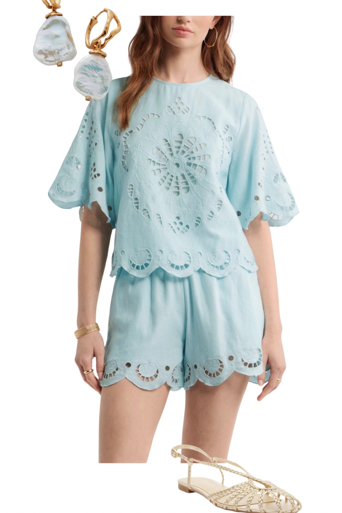 The prettiest set for summer!  Love the color and eyelet detail!  Could be dressed up for a summer date night or dressed down for a casual summer day!

#LTKPetite #LTKOver40 #LTKSeasonal