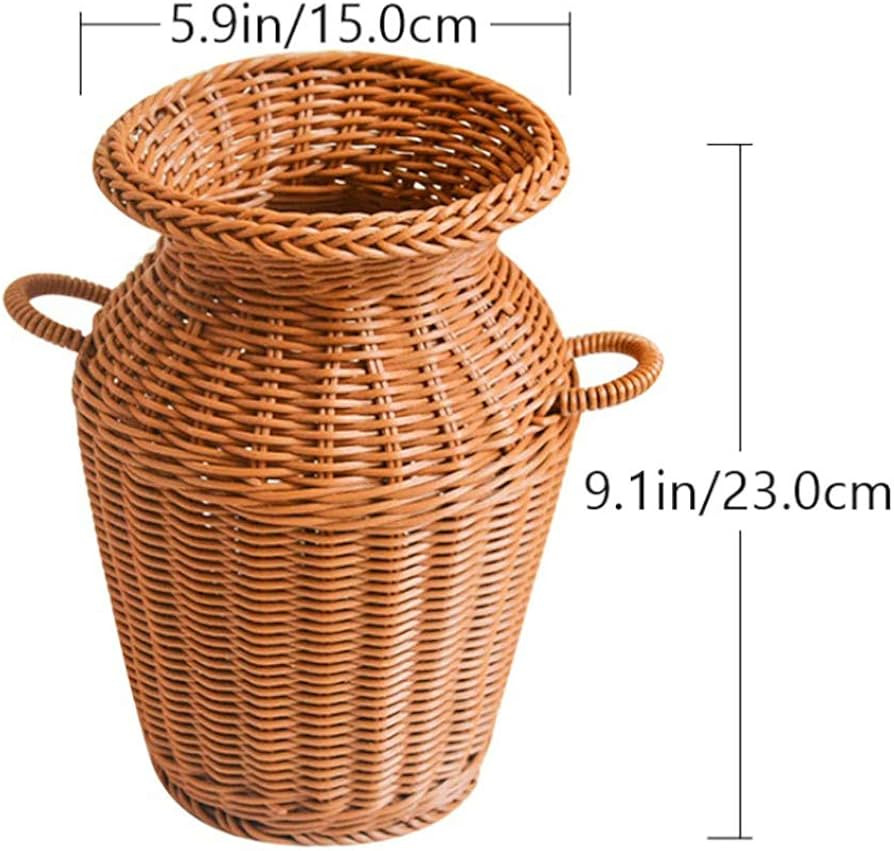 Cabilock Rattan Vase Decorative Woven Flower Basket for Home Office Wedding Decor Light Brown 9X6... | Amazon (US)