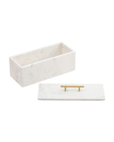 15x7 Marble Storage Box With Brass Handle Lid | TJ Maxx
