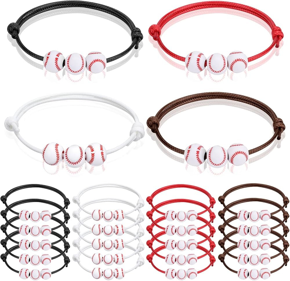 20 Pcs Sports Party Favors Charm Bracelets,Soccer Basketball Football Baseball Volleyball Bead Ba... | Amazon (US)