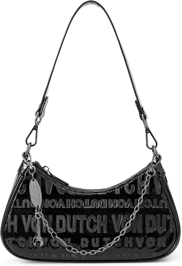 Von Dutch Small Shoulder Bag for Women, Vegan Leather Y2K Purse with Chain Strap & Zip Closure | Amazon (US)