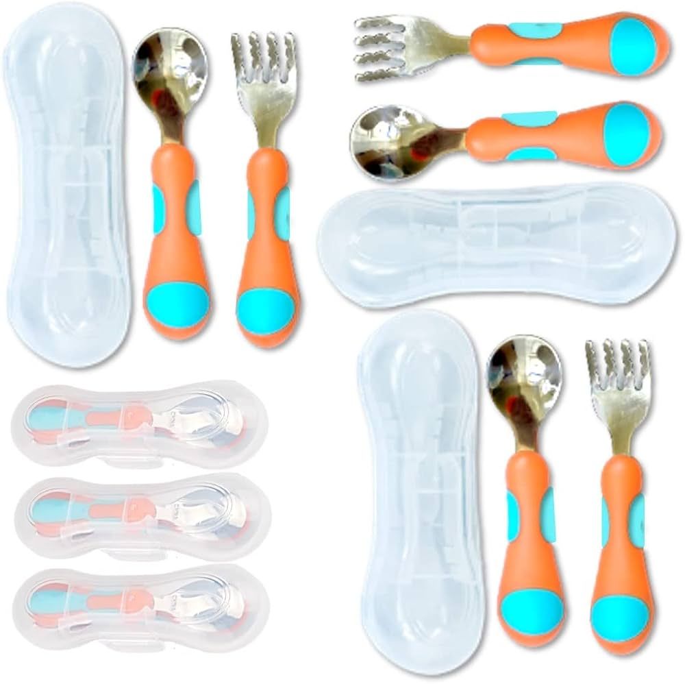 Kids Utensils Toddler Silverware Set x 3 - Stainless Steel Fork Spoon with Travel Case. Metal Cut... | Amazon (US)