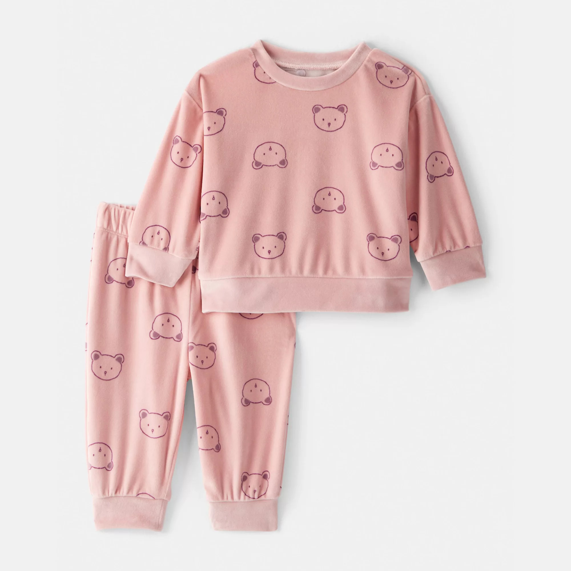 Baby Girl Carter's 2-Pc. Bear Print Velour Sweatshirt & Jogger Set | Kohl's