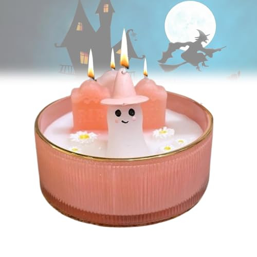 Cupcakes and Cashmere Pink Ghost Graveyard Candle, 3D Pink Ghost Candle Cowgirl Ghost Candle, Handmade Halloween Candle Gifts, Ghost Graveyard Candle Halloween Decor for Halloween Party Room (1pcs) | Amazon (US)