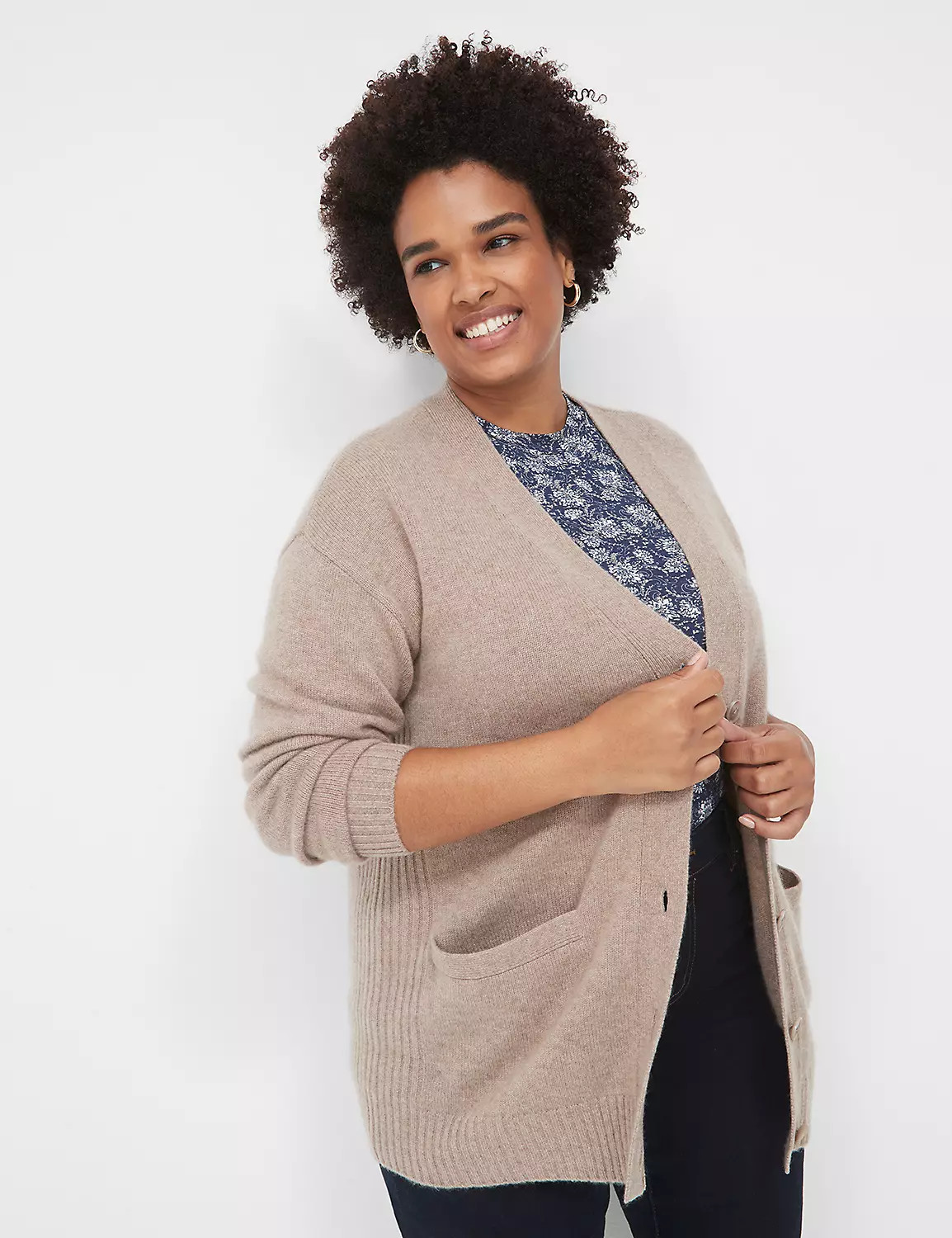 Button-Front Cashmere Boyfriend Cardigan | LaneBryant | Lane Bryant (US)