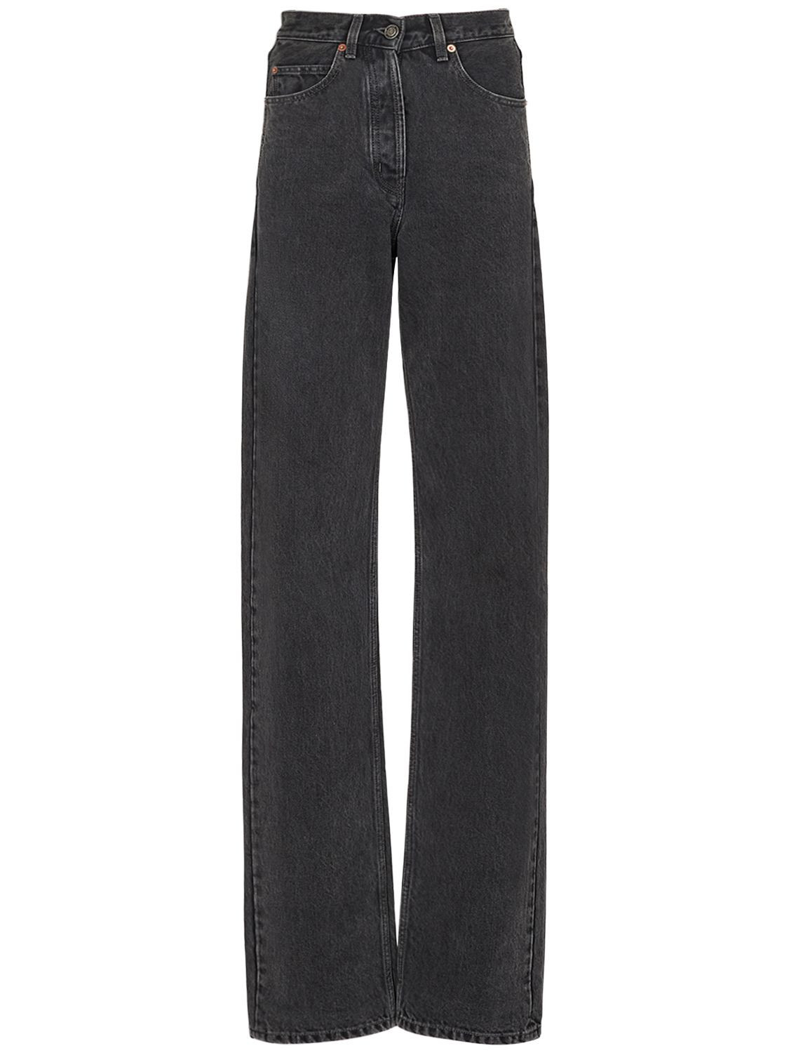 SAINT LAURENT | V waist baggy cotton denim jeans | WOMEN | Black | 27 | Cotton Calf | | Luisaviaroma