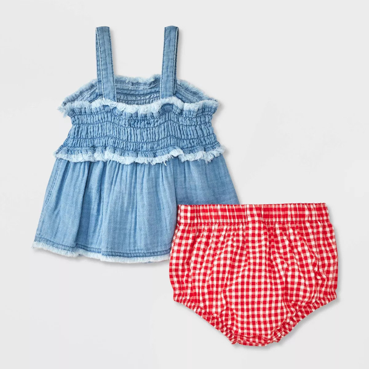 Baby Girls' Star Patch Denim Top & Bottom Set - Cat & Jack™ Blue | Target