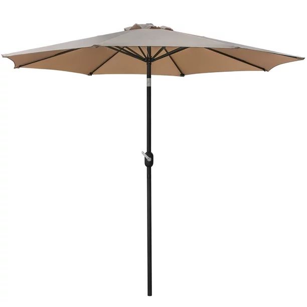 9FT Patio Umbrella Outdoor Market Steel Tilt W/ Crank Sun-Resistant Multipurpose Wind Vent - Tan | Walmart (US)