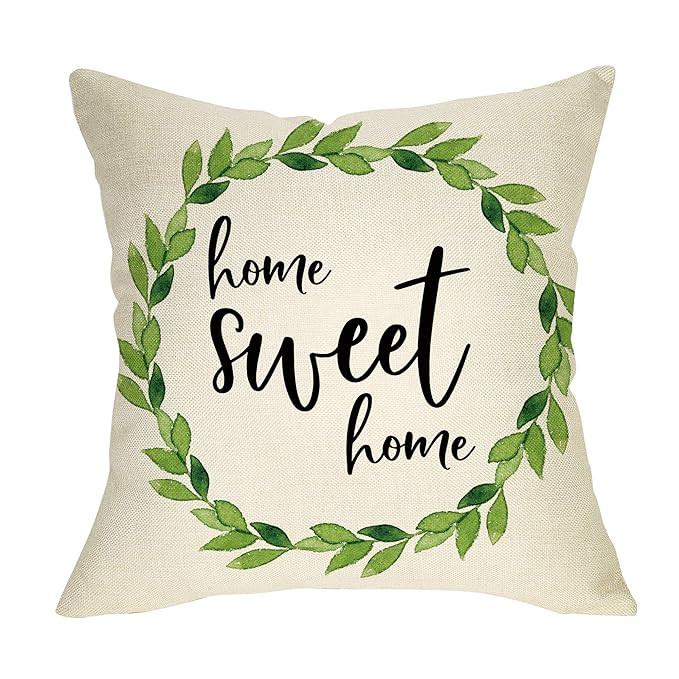 Ussap Rustic Home Sweet Home Green Olive Wreath Sign Decoration Vintage Farmhouse Decorative Thro... | Amazon (US)