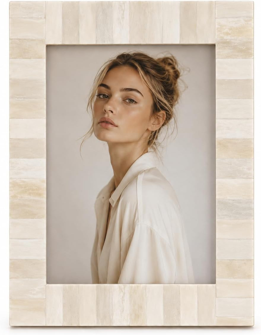 | White Bone Inlay Photo or Picture Frame | White 8x10 | Amazon (US)