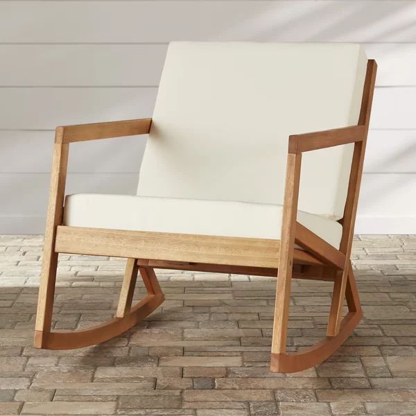 Outdoor Rocking Solid Wood Chair with Cushions | Wayfair North America