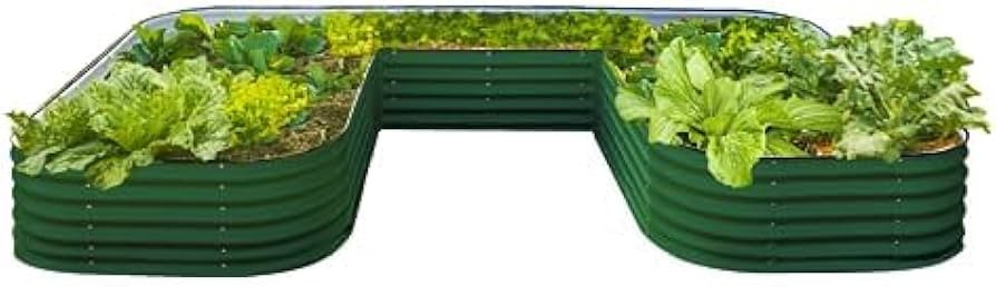 Vego garden 17" Tall U-Shape Raised Garden Bed Metal Raised Planter Bed for Vegetables Flowers Gr... | Amazon (US)