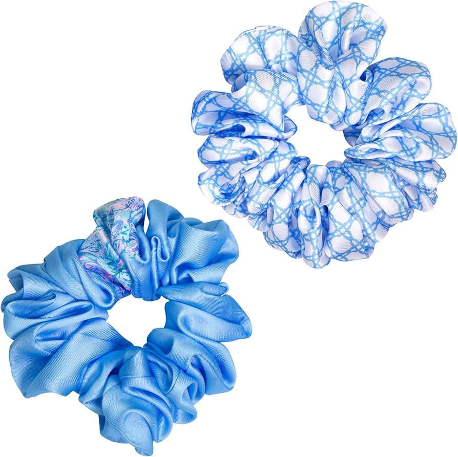 Lilly Pulitzer Blue Scrunchie Set, 2-Pack Satin Scrunchies, Cute Hair Ties for Women and Girls, S... | Amazon (US)