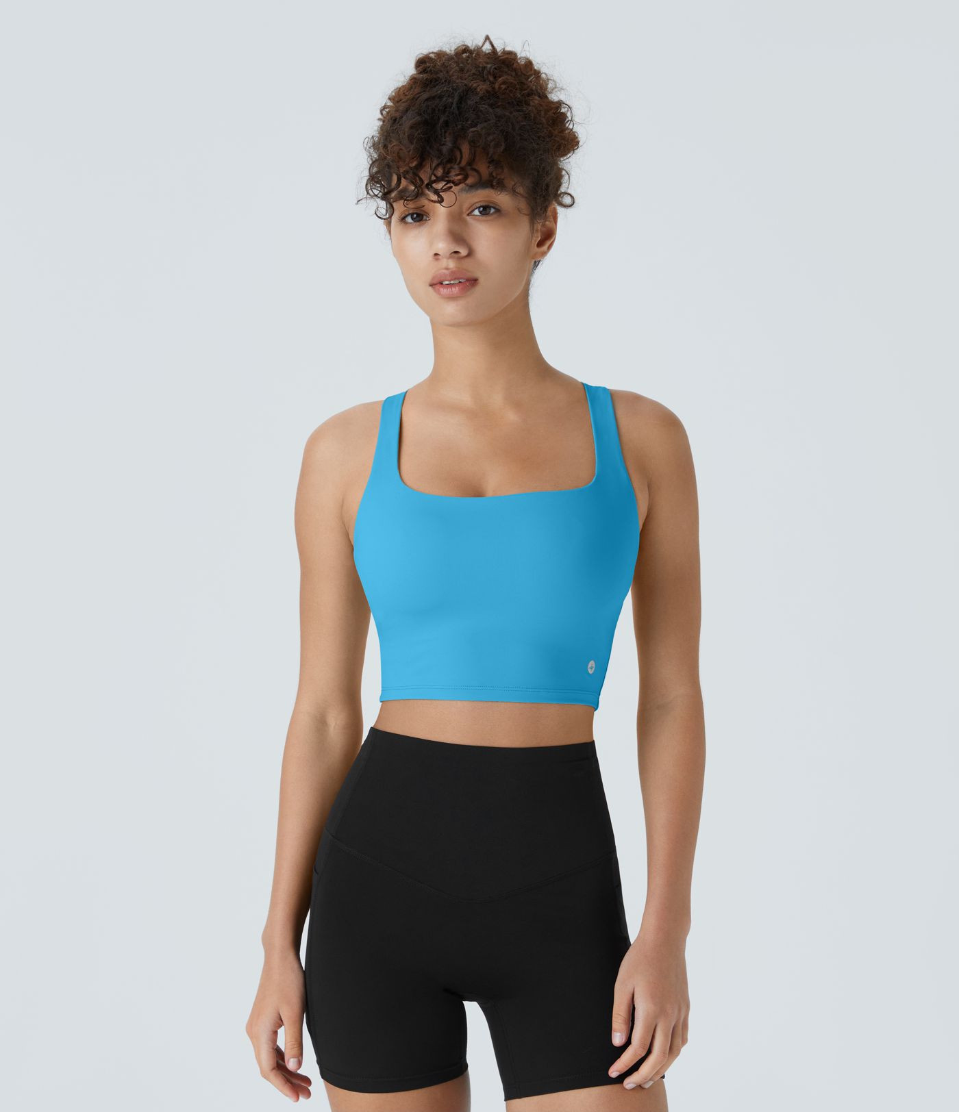 Women’s SoftlyZero™ Airy Square Neck Backless Crisscross Cropped Cool Touch Yoga Tank Top-UPF... | HALARA