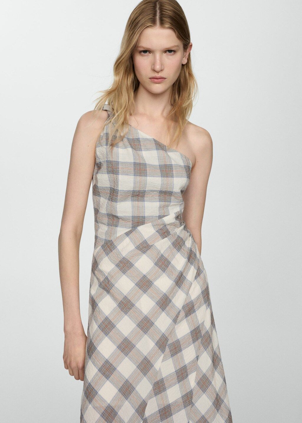 Checked asymmetrical dress -  Women | Mango USA | MANGO (US)