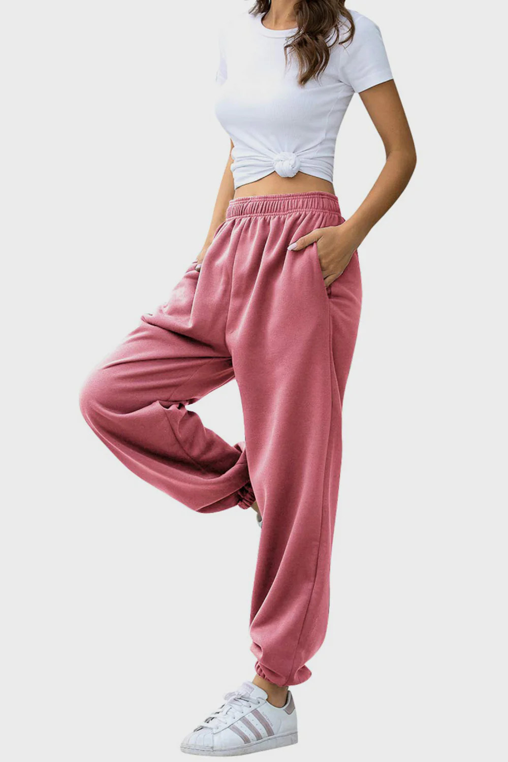 Elastic Waist Joggers with Pockets | Dusty Pink / S | Casual Chic Boutique