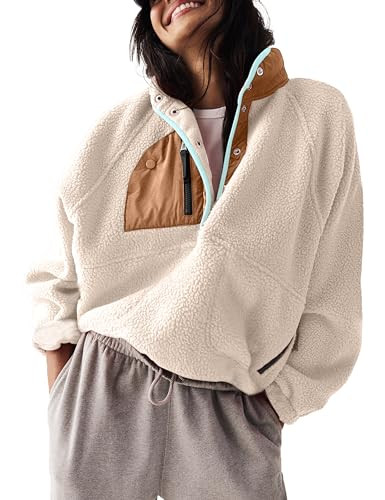 AMEBELLE Women’s Lightweight Fleece Pullover Jacket Cropped Fall Winter Fuzzy Sherpa Jacket Swe... | Amazon (US)
