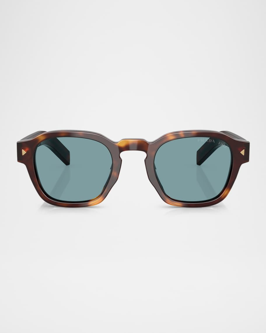 Prada Men's Polarized Acetate Round Sunglasses | Neiman Marcus