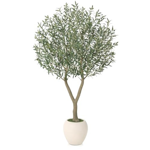 VeriNatural Olive Trees Artificial Indoor,7Ft Large Faux Plants,Tall Fake Tree with 15in White Round Planter,Full & Lush Faux Olive Tree for Home Decor Living Room, Office or Bedroom,Housewarming | Amazon (US)