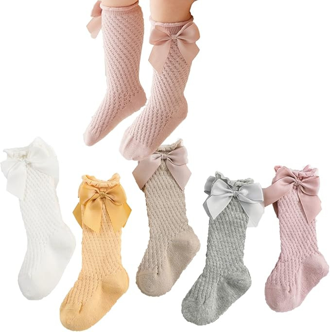 Amazon.com: Ashmyova Baby Girls Knee High Mesh Socks Breathable Infants Toddlers Bowknot Dress So... | Amazon (US)
