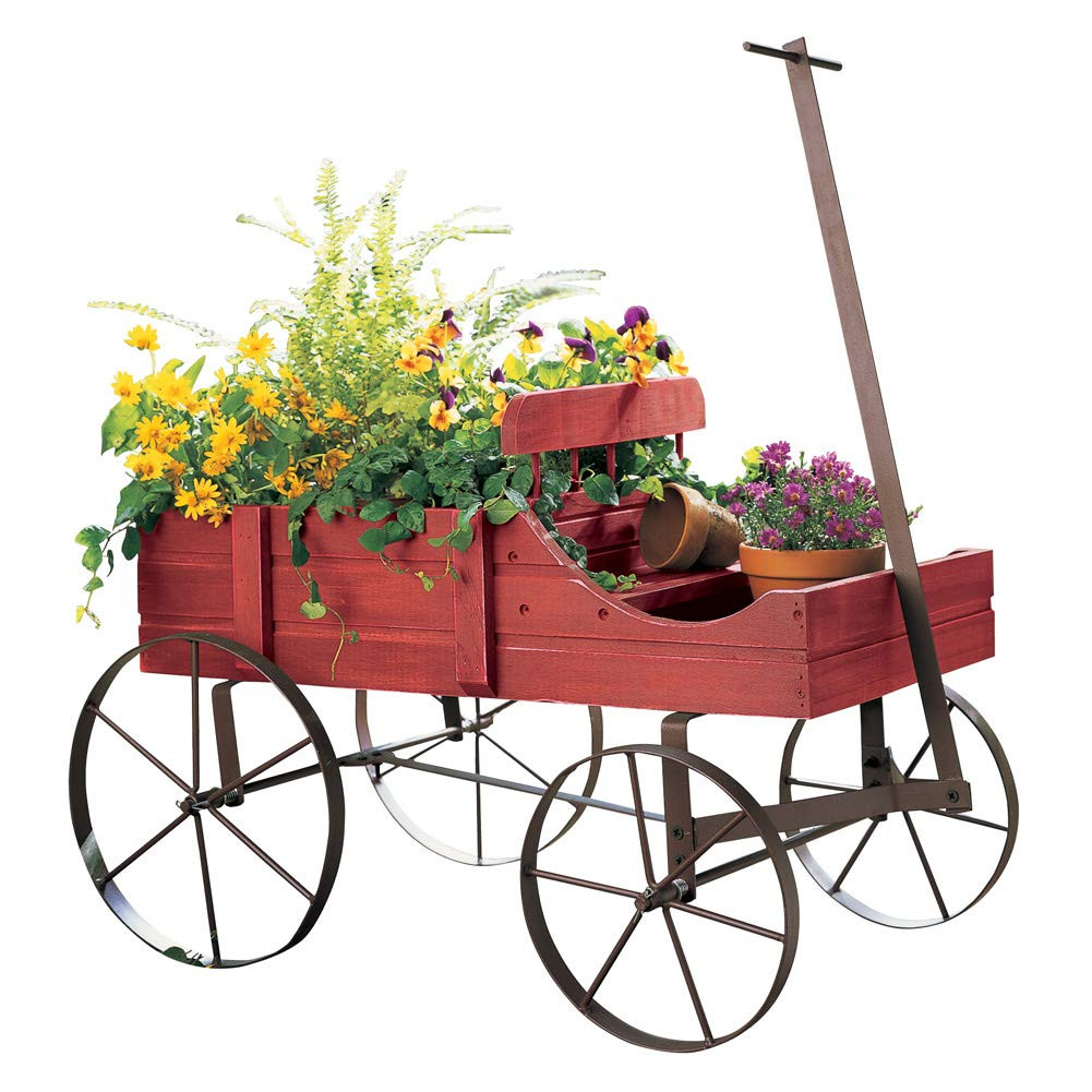 Collections Etc Amish Wagon Decorative Indoor/Outdoor Garden Backyard Planter, Red | Amazon (US)