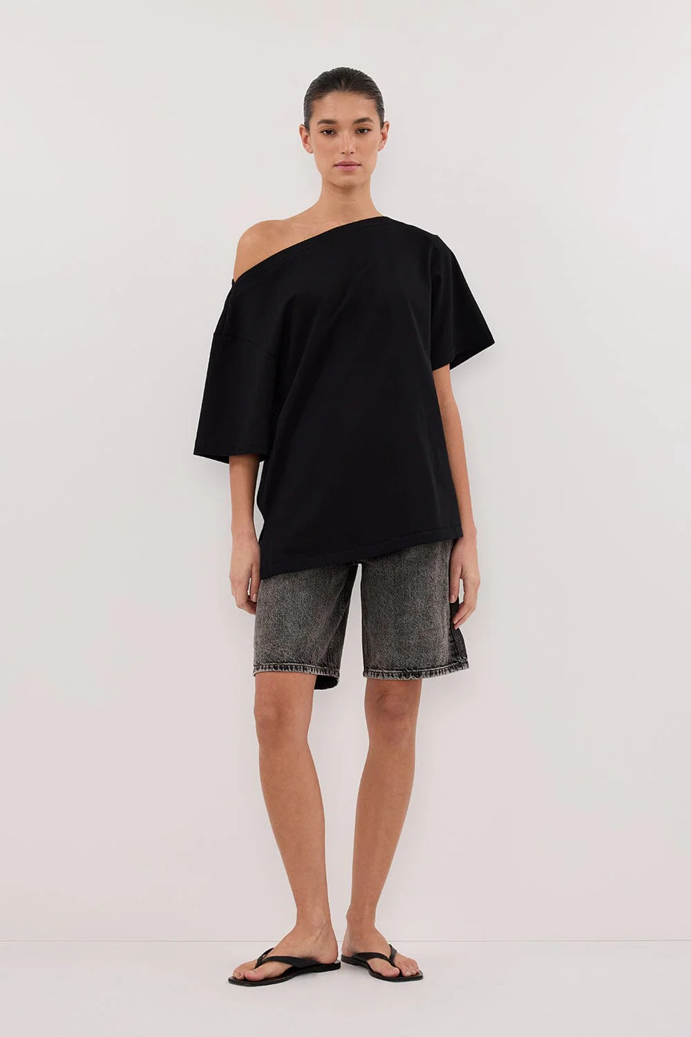 BAMBI WASHED BLACK BERMUDA DENIM SHORT | DISSH