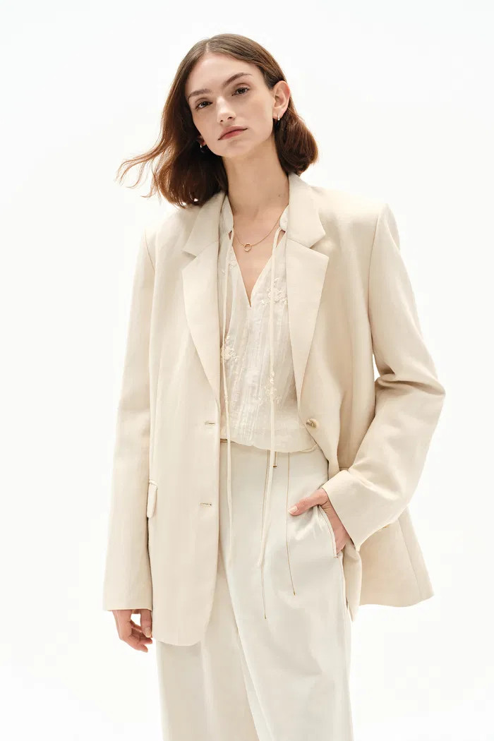 Barra Suit Blazer in Silk Linen | Fabrique