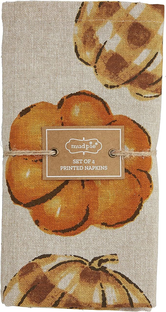 Mud Pie, Orange, Pumpkin Napkin Set, 18" x 18" | Amazon (US)