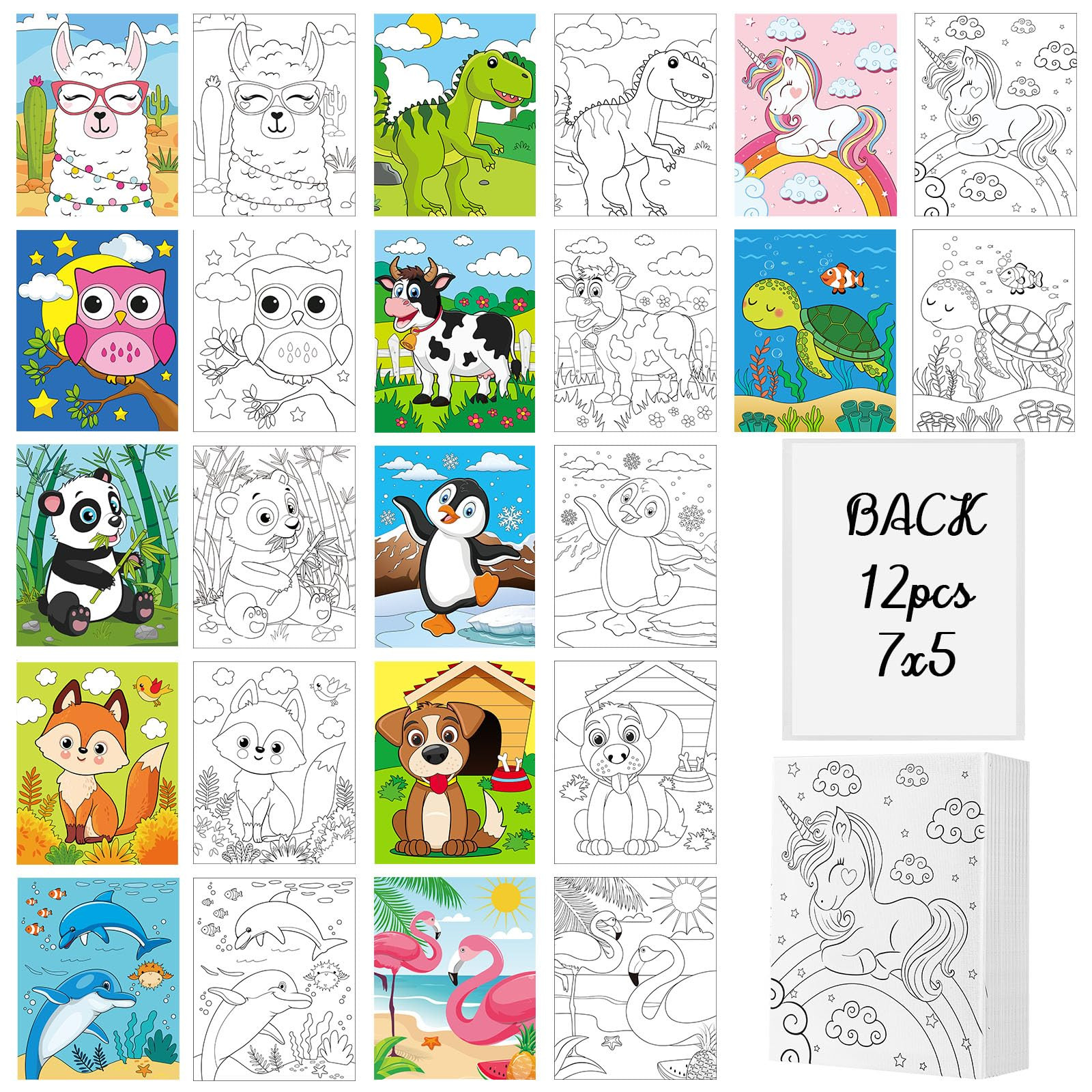 Ctosree 12 Pcs Pre Drawn Canvas for Painting for Boys Girls Pre Printed Cute Bulk Painting Canvas... | Amazon (US)