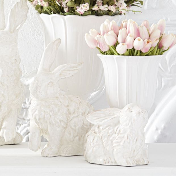 Glazed Terracotta Bunny Figure | Antique Farm House