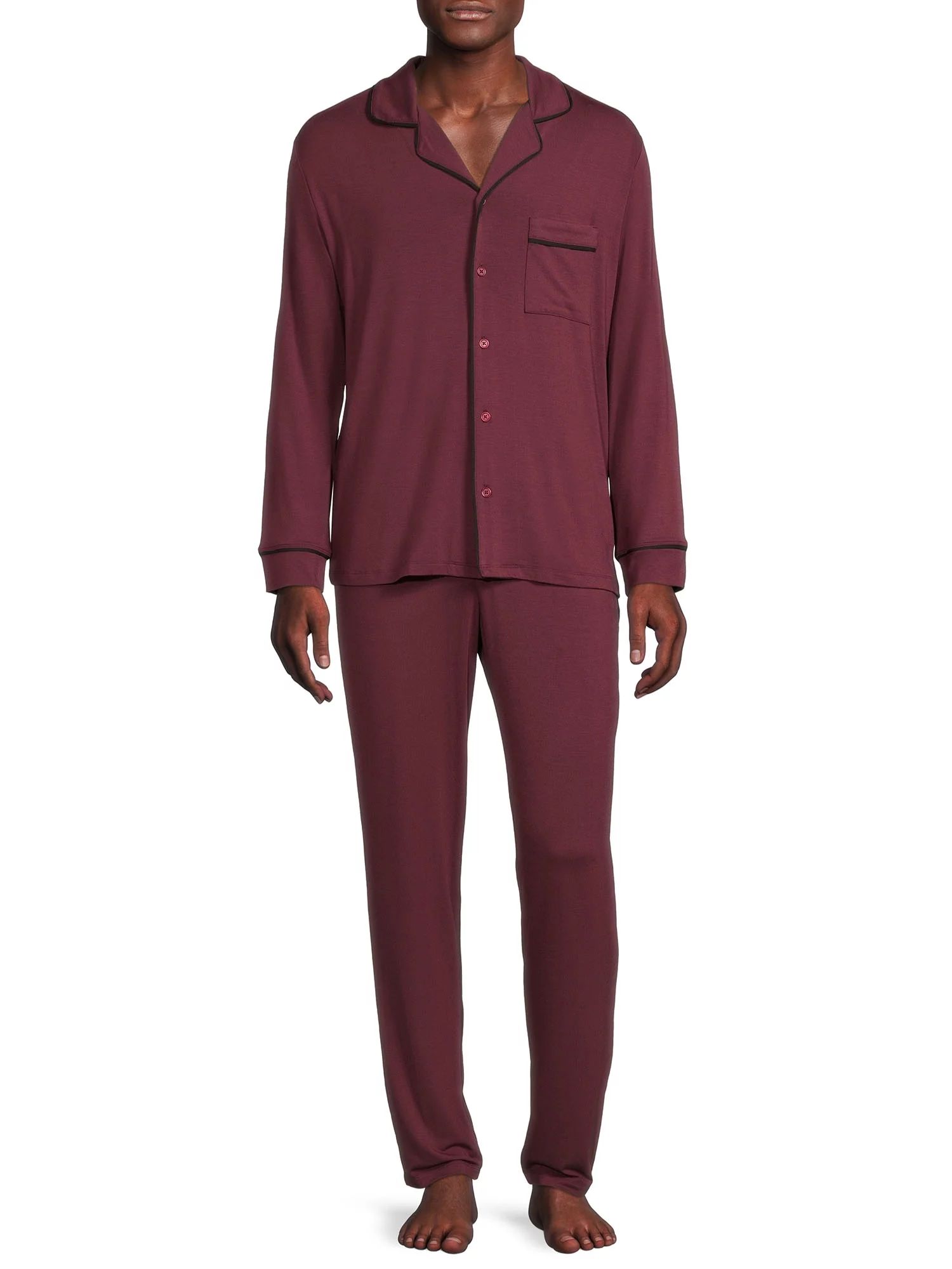 Sealy Men’s Long Sleeve Top and Pants Sleepwear Set, 2-Piece - Walmart.com | Walmart (US)