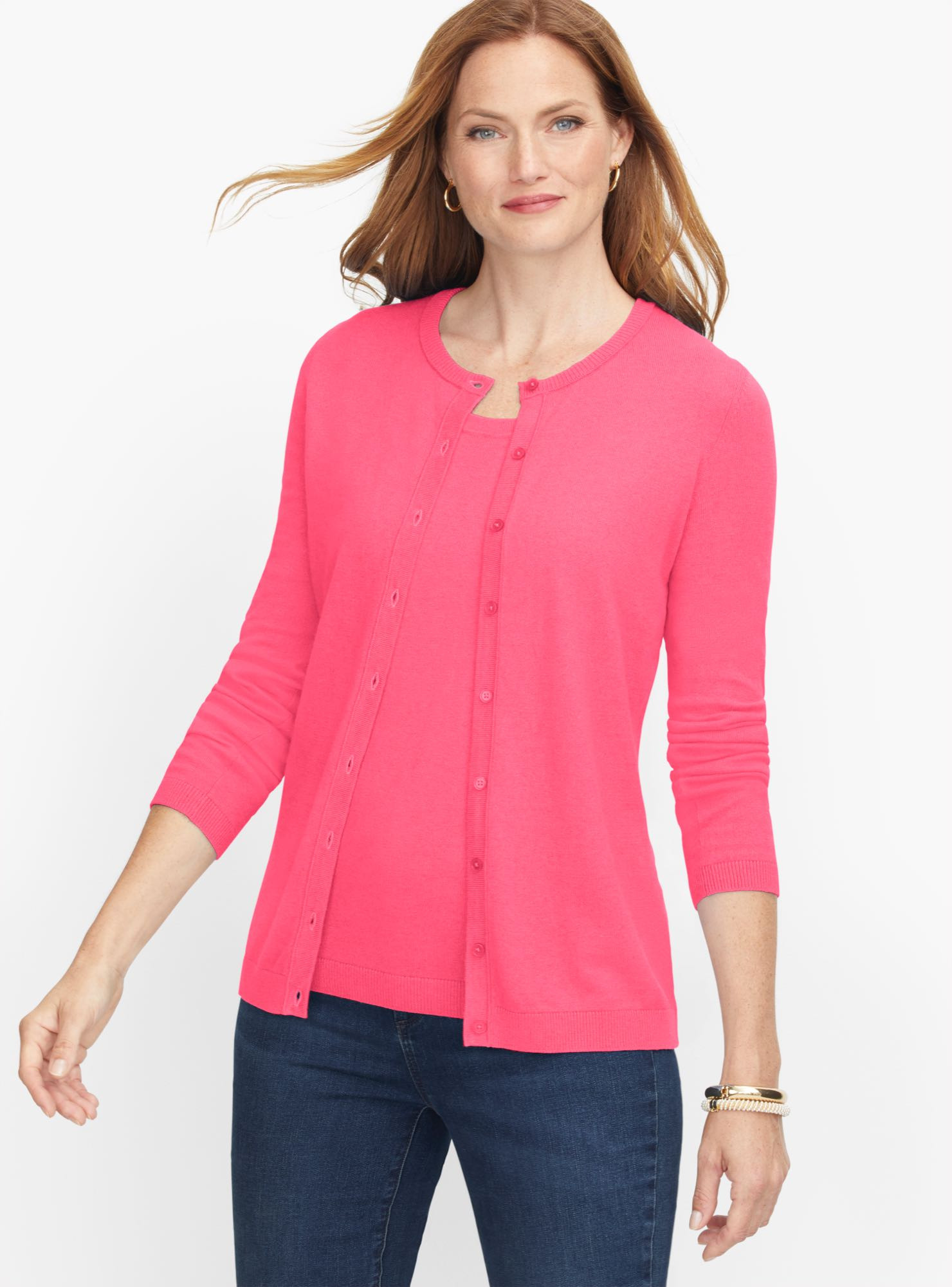 Charming Cardigan Sweater - Solid - Pink Flambe - Small Talbots | Talbots