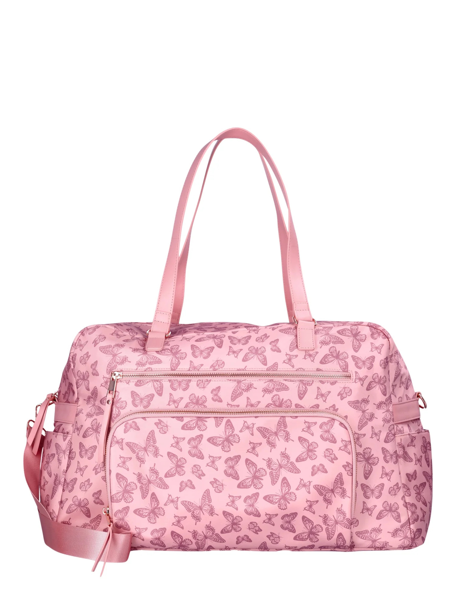 No Boundaries Women's Multi-Pocket Weekender Bag Dusty Rose Butterfly - Walmart.com | Walmart (US)