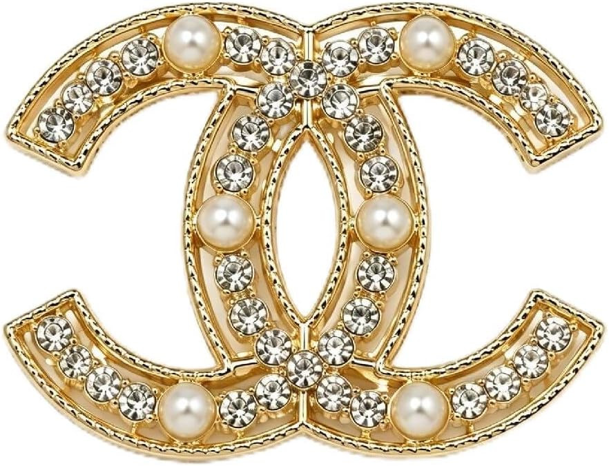 Gold Tone Pearl Crystal Brooch Pin, Elegant Rhinestone Lapel Pin for Jackets, Blazers, Sweaters, Dresses and Scarves, Vintage Inspired Decorative Jewelry Accessory | Amazon (US)