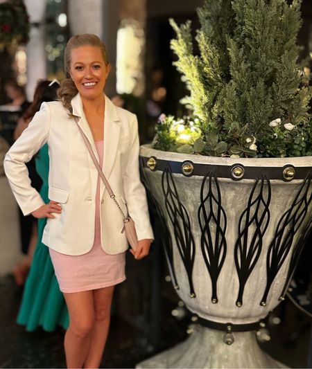 Barbie Vibes 🩷 Your fave lightweight blazer paired with a simple & fun little pink dress 💞 Perfect for a vacation or summer night out. 
Im wearing the blazer linked in the cream color (it is more of a true ivory in person I would say) 
I do recommend sizing down in this one. I am in an XS petite for a more fitted look- I would normally be a regular small.

#LTKtravel #LTKFind #LTKstyletip