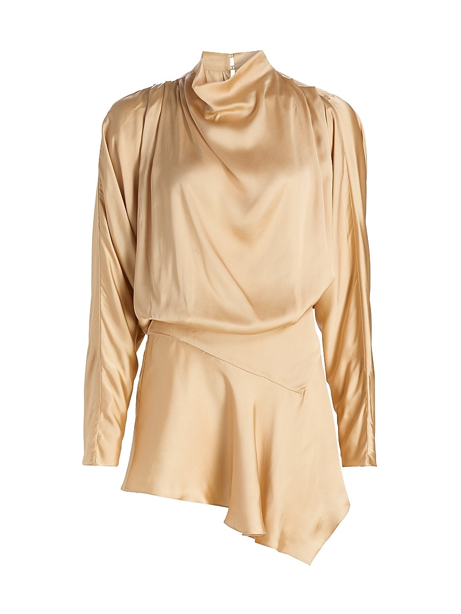 Women's Neline Draped Satin Shirtdress - Beige - Size 8 | Saks Fifth Avenue