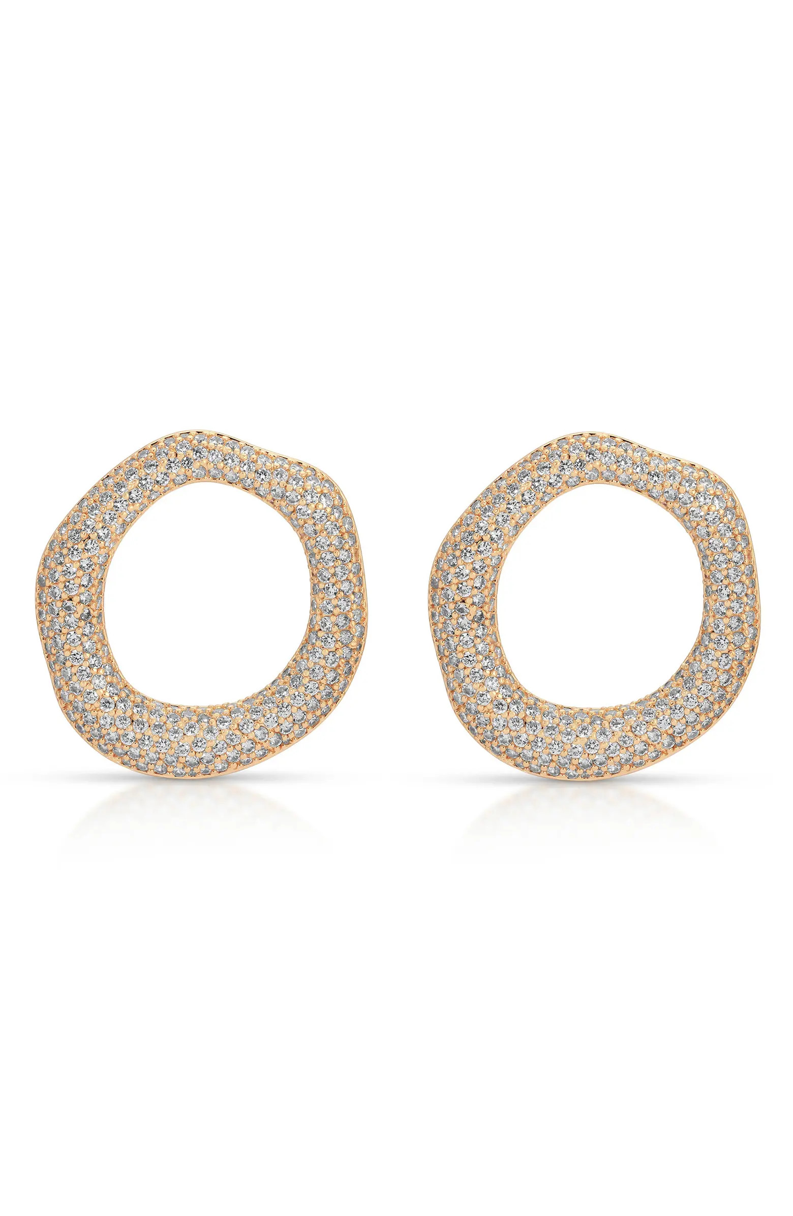 Pavé Cubic Zirconia Open Circle Drop Earrings | Nordstrom