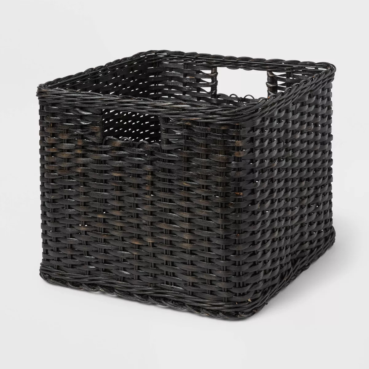 Large Woven Rattan Folio Bin Black Washed - Brightroom™: Rectangle Decorative Basket, 11" H x 1... | Target