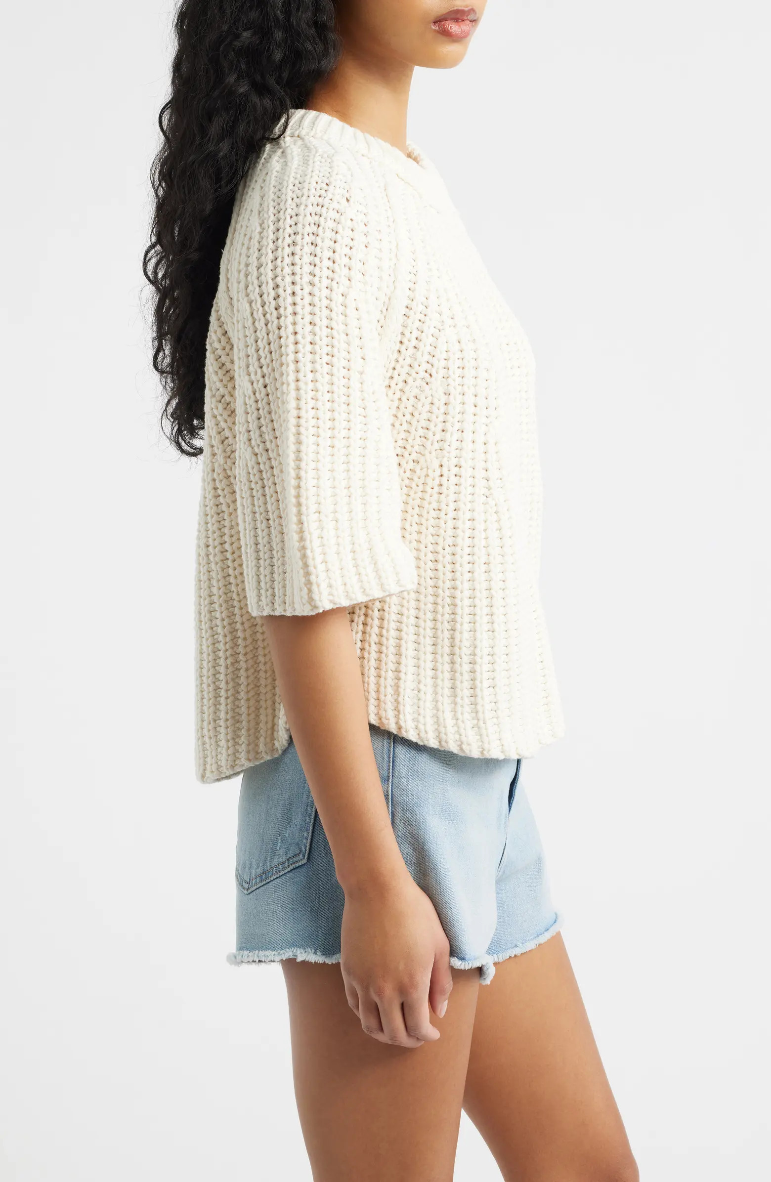 Amy Short Sleeve Cotton Sweater | Nordstrom