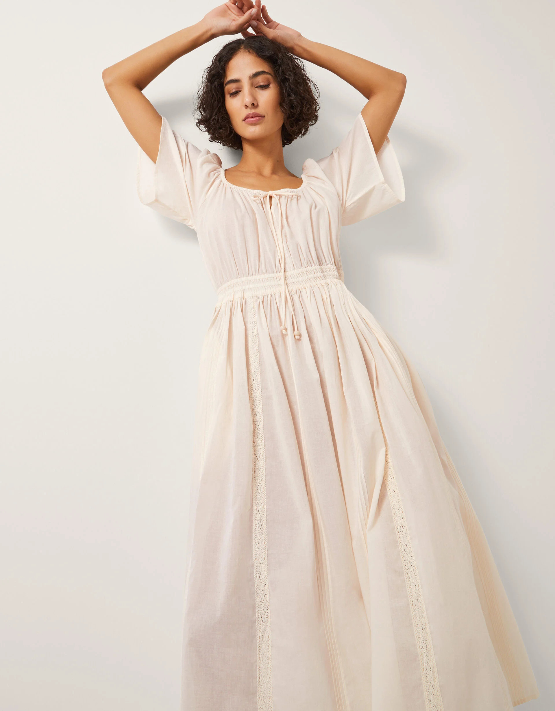 Lane Pintuck Lace Midi Dress Ivory | Monsoon (UK)
