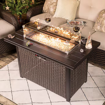 Nuu Garden 42-in W 50000-BTU Tabletop Aluminum Propane Gas Fire Pit Table | Lowe's