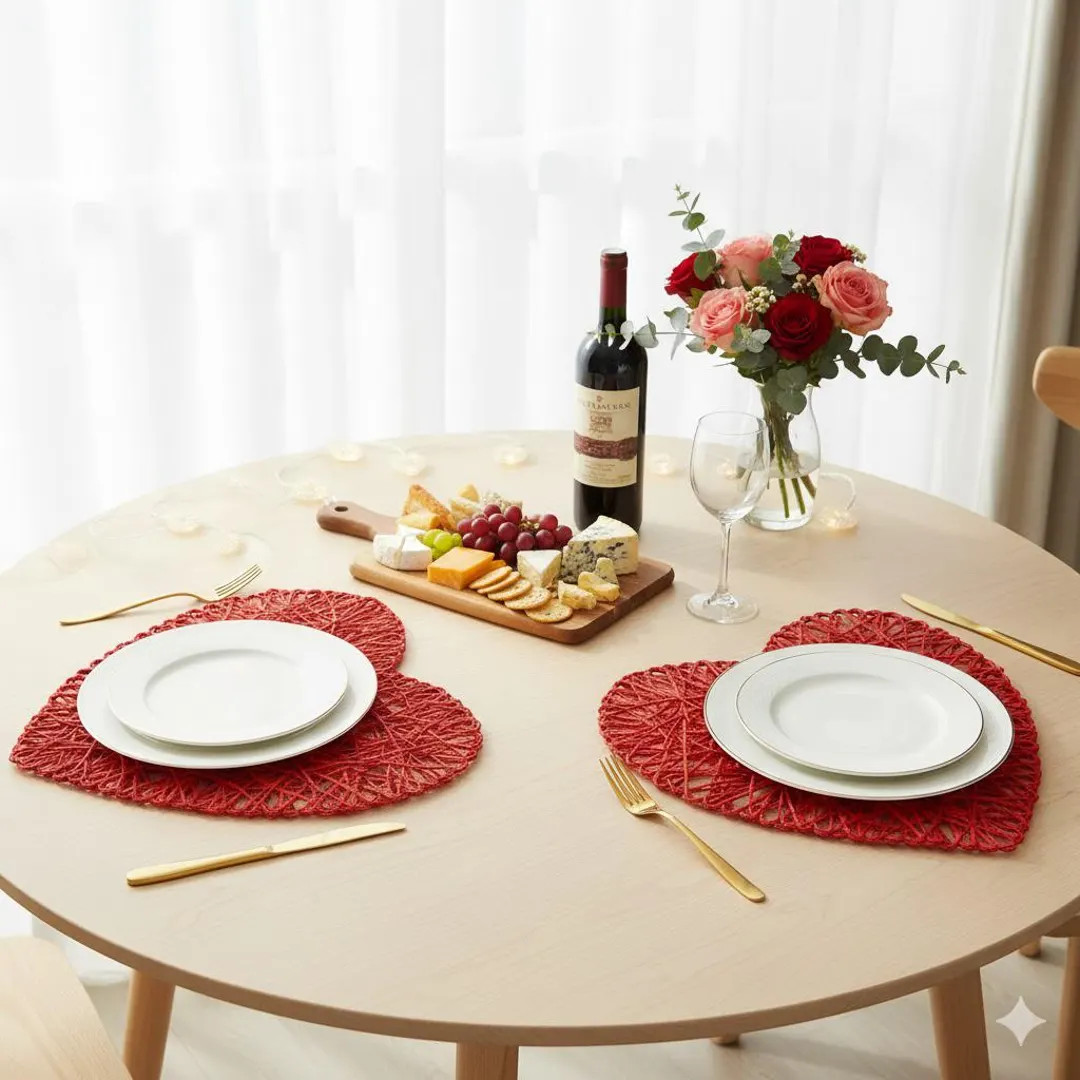 2 Red Heart Placemats | Valentine’s Day Table Decor | Romantic Dinner Table Setting | Love Hear... | Etsy (US)