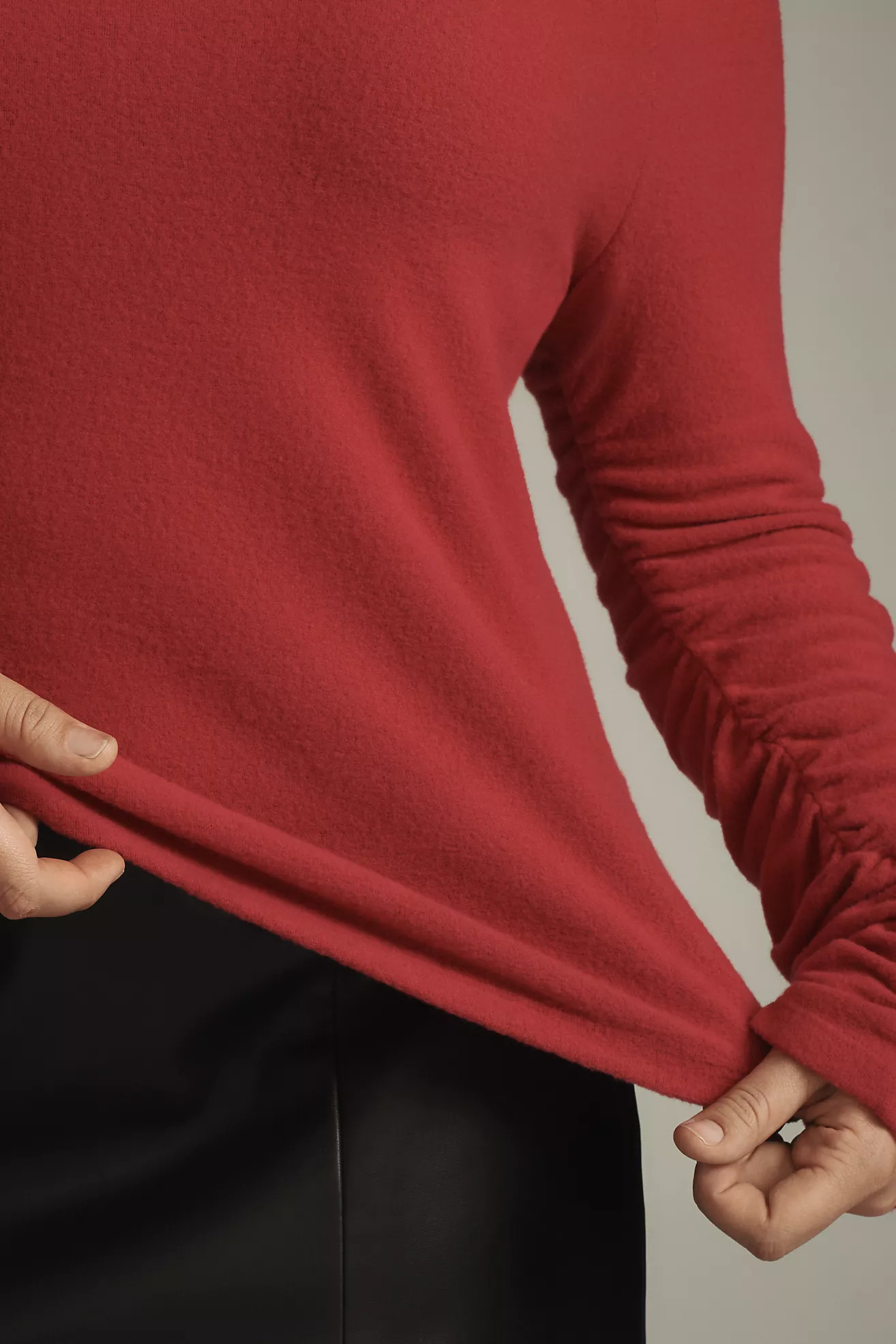 By Anthropologie Ruched-Sleeve Turtleneck Top | Anthropologie (US)