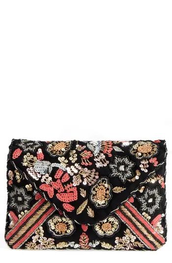 Sole Society Floral Sequin Clutch - Black | Nordstrom