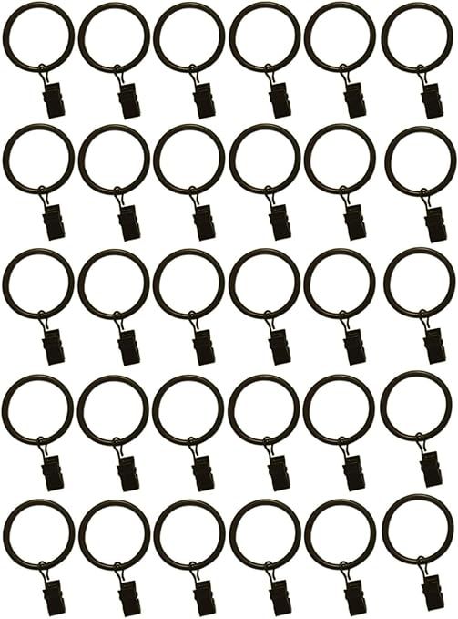 1.5-inch, Set of 30, Black - Metal Curtain Rings with Clips and Eyelets – TEJATAN (Also Known a... | Amazon (US)