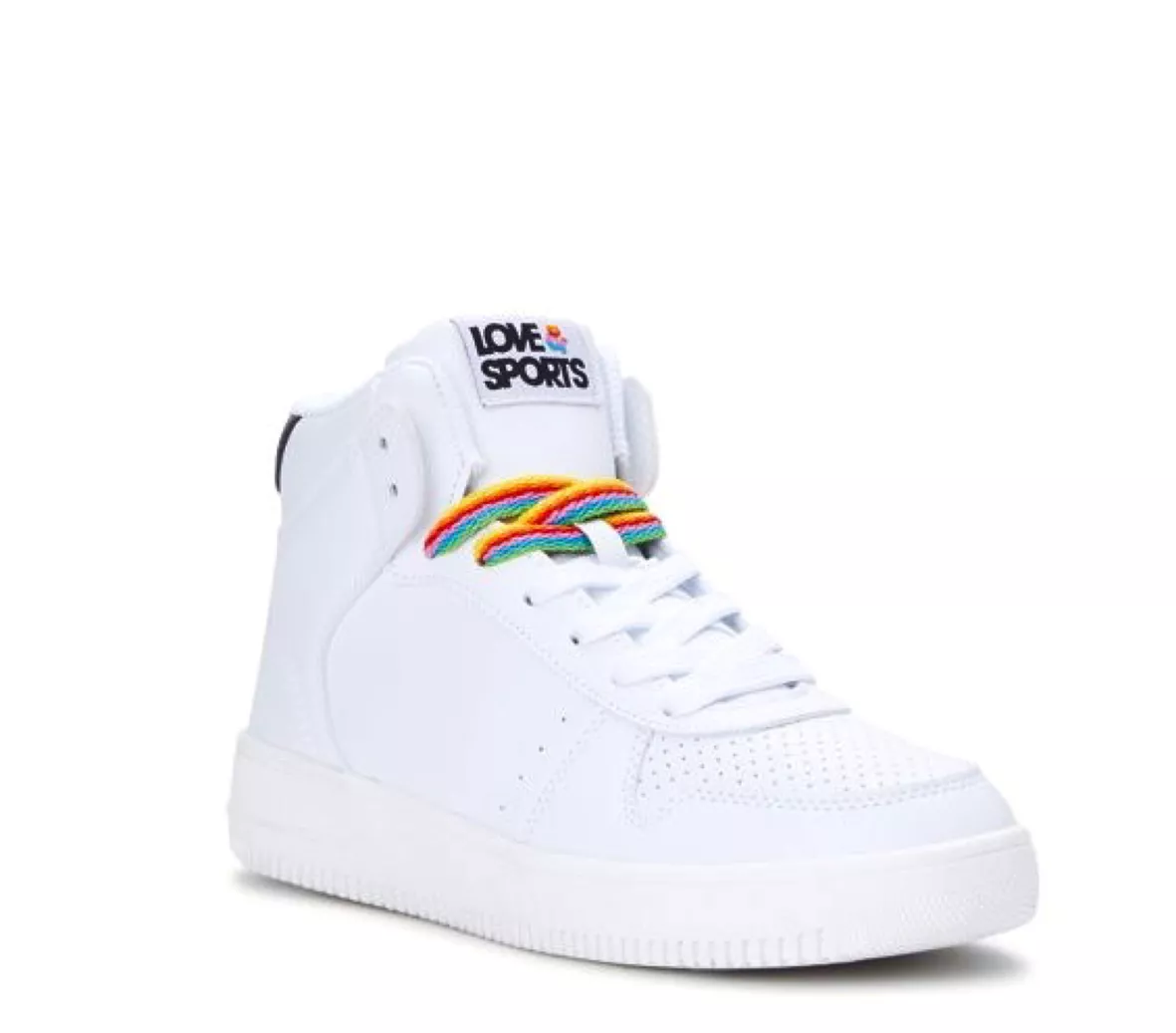 Love & Sports Women's Lace-up High-Top Sneakers (Alternate Rainbow Lace  Included) 