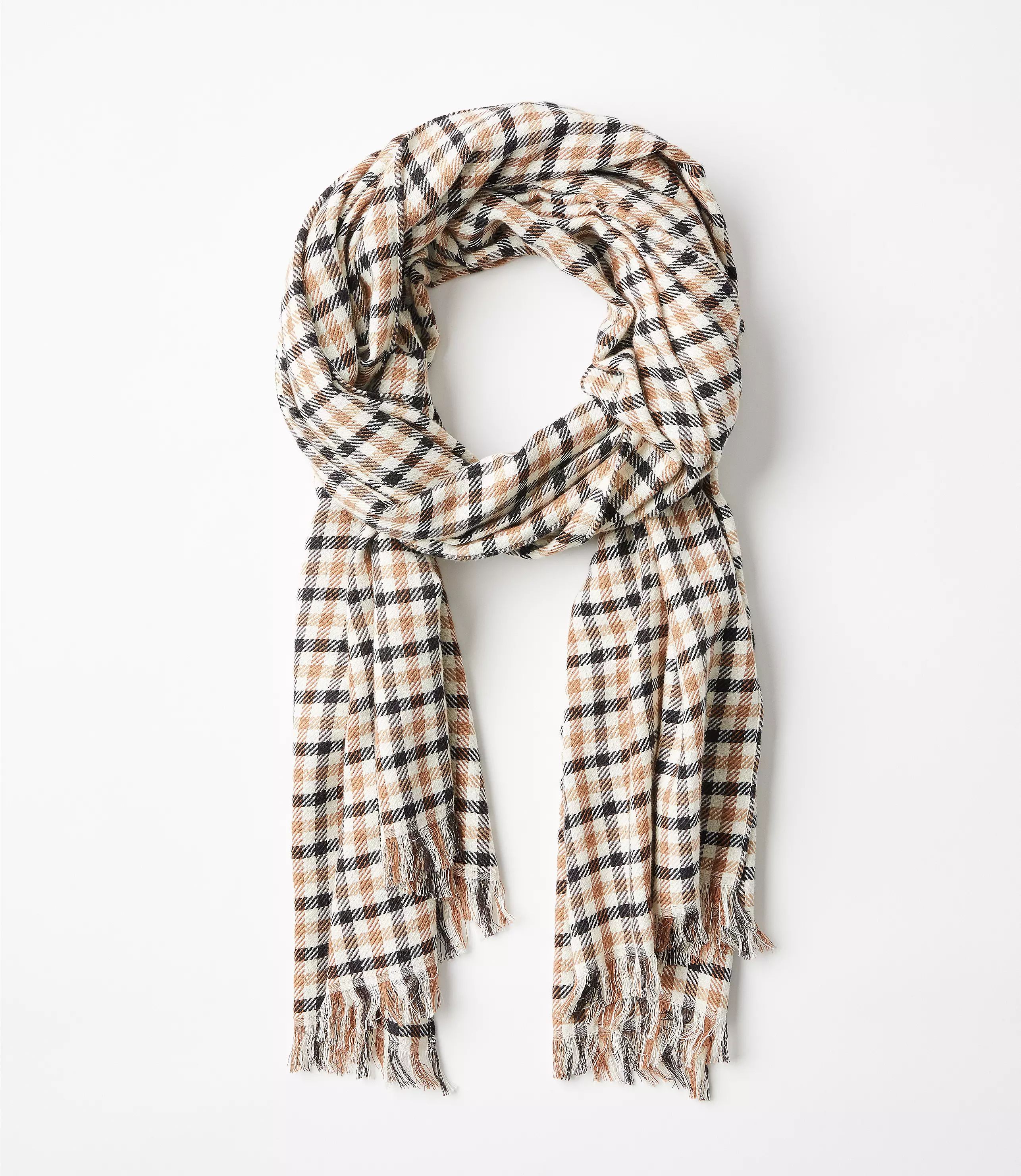 Plaid Fringe Scarf | LOFT