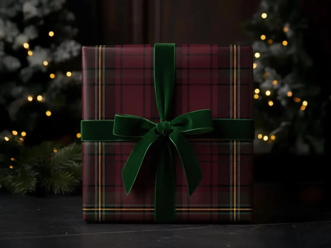 Classic Christmas Plaid Gift Wrap: Burgundy & Green Tartan - Etsy | Etsy (US)