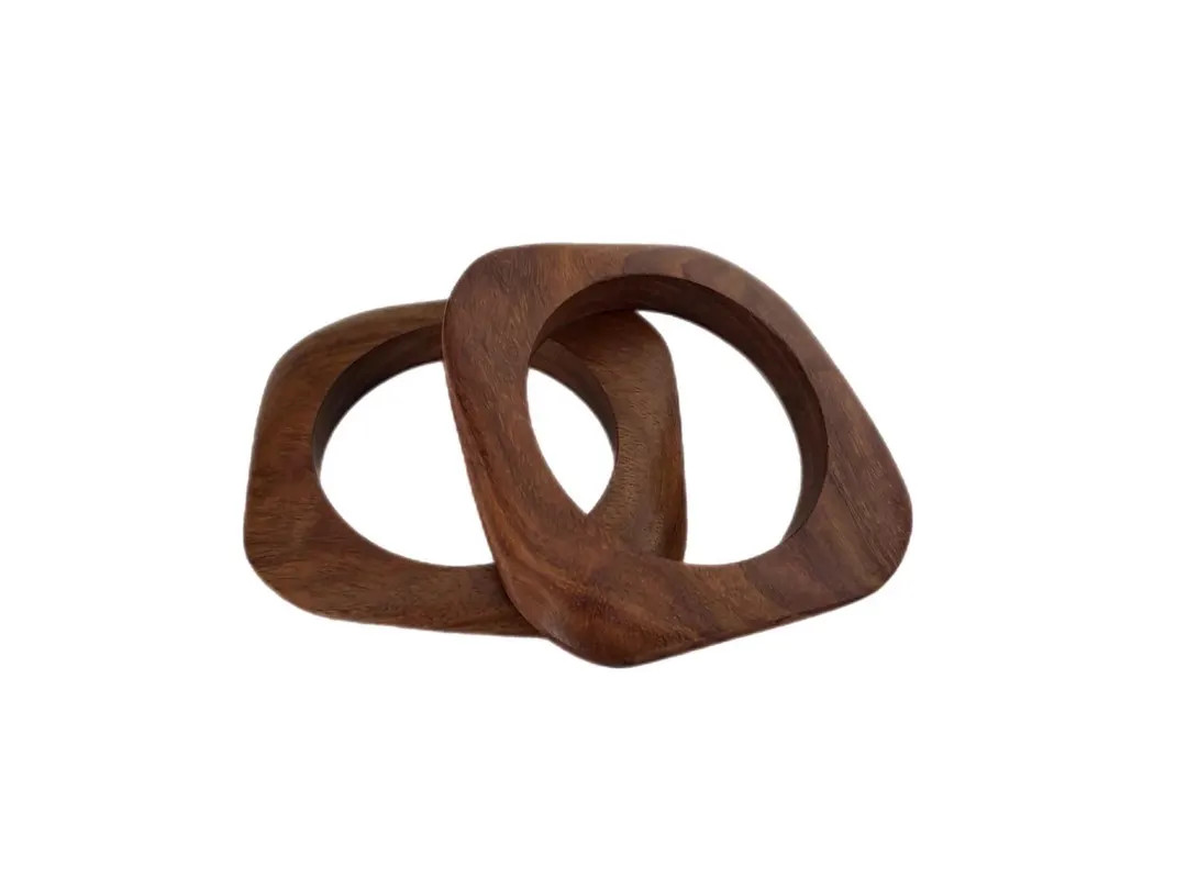 Vintage Pair of WOODEN CAROLEE Modern SLICER Bangle Bracelets | Etsy (US)